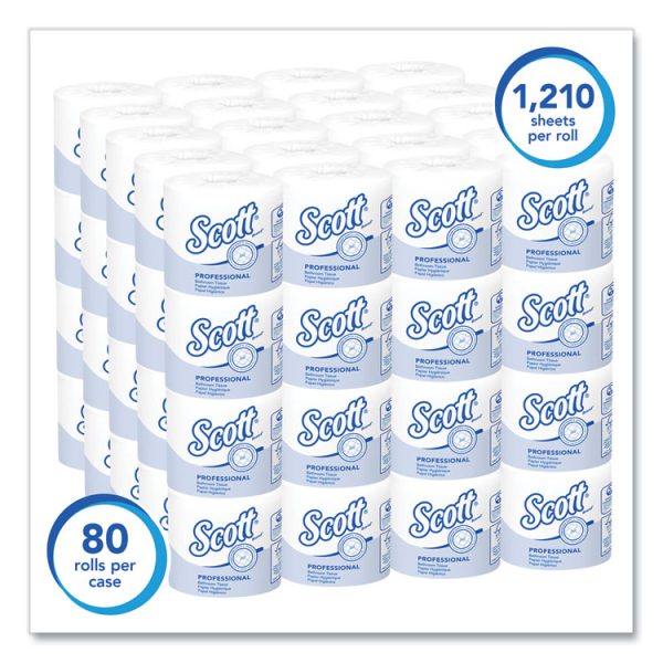 Essential Standard Roll Bathroom Tissue for Business, Septic Safe, 1-Ply, White, 1,210 Sheets/Roll, 80 Rolls/Carton - Image 2