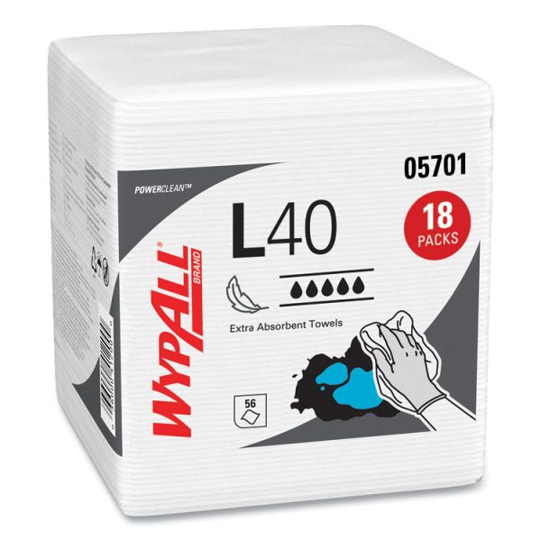 L40 Towels, 1/4 Fold, 12.5 x 12, White, 56/Box, 18 Packs/Carton - Image 2