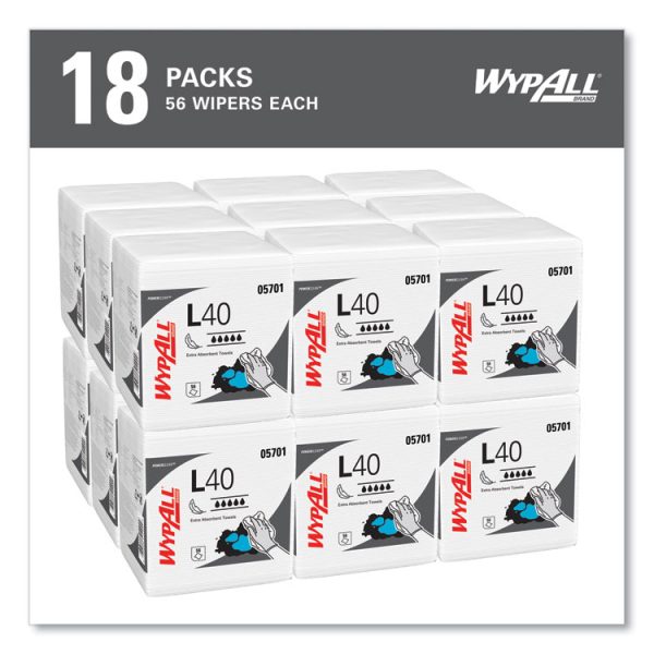 L40 Towels, 1/4 Fold, 12.5 x 12, White, 56/Box, 18 Packs/Carton - Image 3