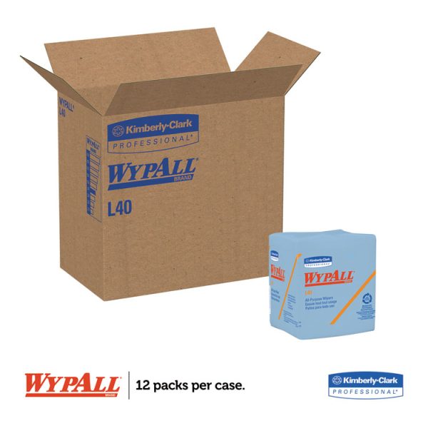 L40 Wiper, 1/4 Fold, Blue, 12.5 x 12, 56/Box, 12 Boxes/Carton - Image 2