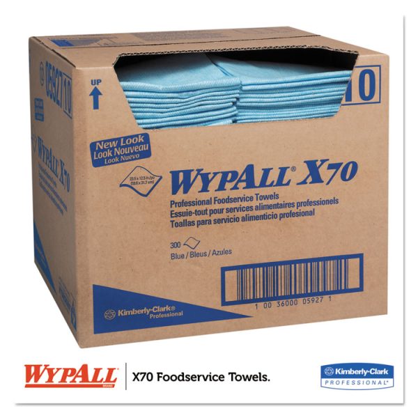 X70 Foodservice Towels, 1/4 Fold, 12.5 x 23.5, Unscented, Blue, 300/Carton - Image 3