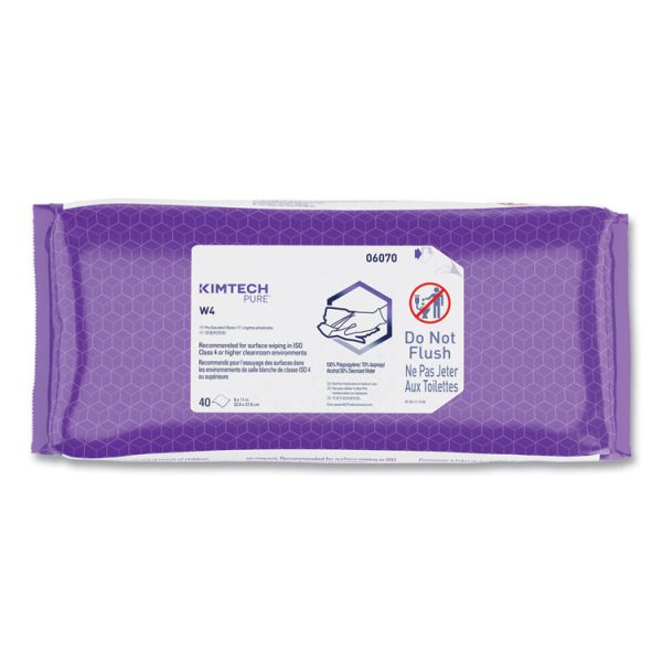 W4 PreSat Alcohol Wipers, 70% IPA, 1-Ply, 9 x 11, White, 40/Pack, 10 Packs/Carton - Image 2
