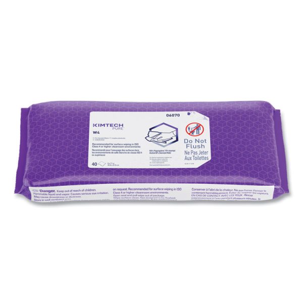 W4 PreSat Alcohol Wipers, 70% IPA, 1-Ply, 9 x 11, White, 40/Pack, 10 Packs/Carton - Image 4