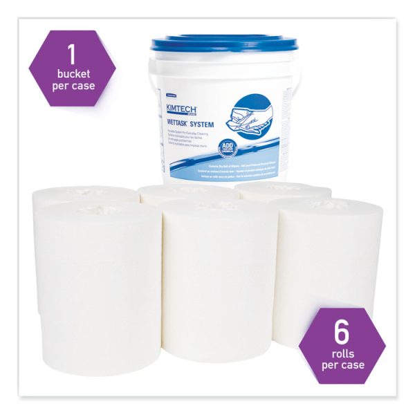 Power Clean Wipers for Disinfectants, Sanitizers,Solvents WetTask Customizable Wet Wipe System, 140/Roll, 6 Rolls/1 Bucket/CT - Image 2