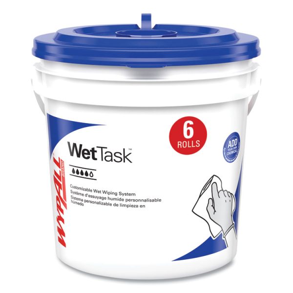 Critical Clean Wipers for Bleach, Disinfectants, Sanitizers WetTask Customizable Wet Wiping System, w/Bucket,140/Roll, 6/CT - Image 4