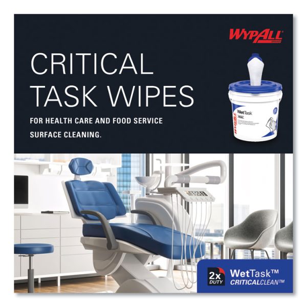 Critical Clean Wipers for Bleach, Disinfectants, Sanitizers WetTask Customizable Wet Wiping System, w/Bucket,140/Roll, 6/CT - Image 10