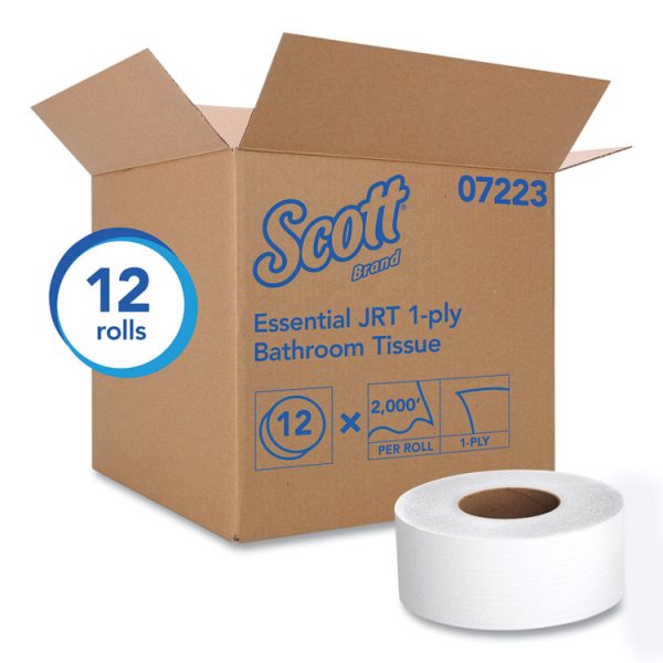 Essential JRT Jumbo Roll Bathroom Tissue, Septic Safe, 1-Ply, White, 3.55" x 2,000 ft, 12 Rolls/Carton - Image 2