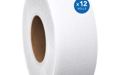 Essential JRT Jumbo Roll Bathroom Tissue, Septic Safe, 2-Ply, White, 3.55″ x 1,000 ft, 12 Rolls/Carton
