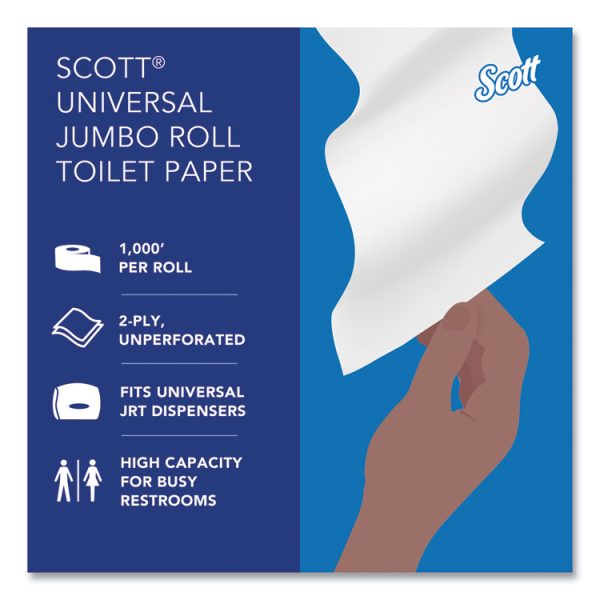 Essential JRT Jumbo Roll Bathroom Tissue, Septic Safe, 2-Ply, White, 3.55" x 1,000 ft, 12 Rolls/Carton - Image 10