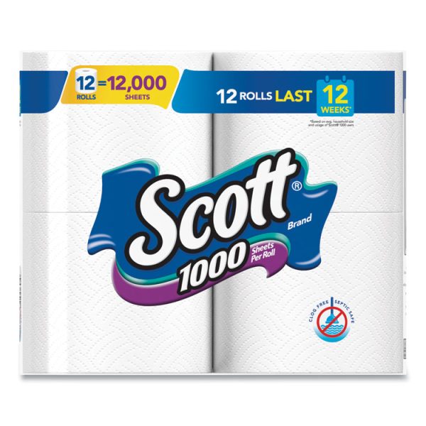 Toilet Paper, Septic Safe, 1-Ply, White, 1,000 Sheets/Roll, 12 Rolls/Pack, 4 Pack/Carton - Image 5
