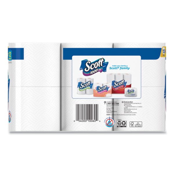 Toilet Paper, Septic Safe, 1-Ply, White, 1,000 Sheets/Roll, 12 Rolls/Pack, 4 Pack/Carton - Image 4