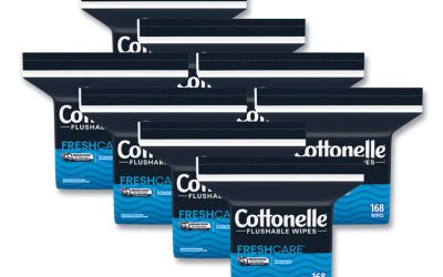 Fresh Care Flushable Cleansing Cloths, 1-Ply, 5 x 7.25, White, 168/Pack, 8 Packs/Carton