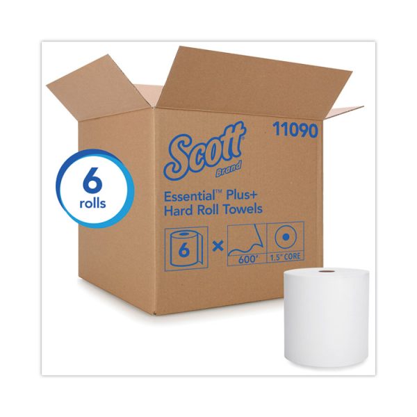 Hard Roll Paper Towels with Premium Absorbency Pockets, 1-Ply, 8" x 600 ft, 1.5" Core, White, 6 Rolls/Carton - Image 2