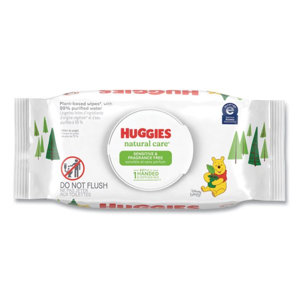 Natural Care Sensitive Baby Wipes, 1-Ply, 3.88 x 6.6, Unscented, White, 56/Pack, 8 Packs/Carton - Image 3