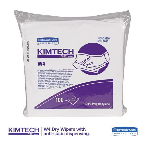 W4 Critical Task Wipers, Flat Double Bag, 12 x 12, Unscented, White, 100/Bag, 5 Bags/Carton - Image 3