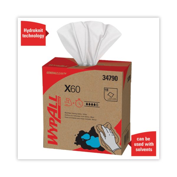 General Clean X60 Cloths, POP-UP Box, 8.34 x 16.8, White, 118/Box, 10 Boxes/Carton - Image 3