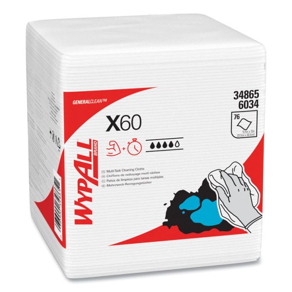 General Clean X60 Cloths, 1/4 Fold, 12.5 x 13, White, 76/Box, 12 Boxes/Carton - Image 2