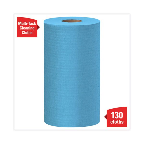 General Clean X60 Cloths, Small Roll, 13.5 x 19.6, Blue, 130/Roll, 6 Rolls/Carton - Image 3