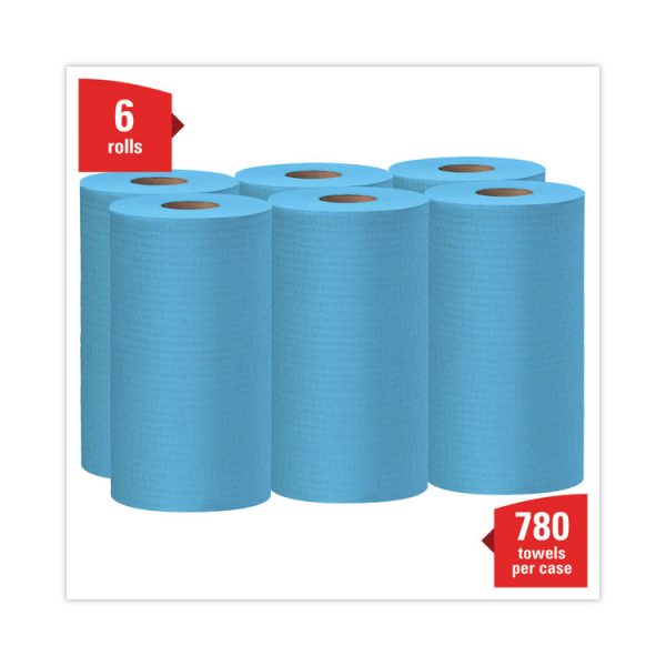 General Clean X60 Cloths, Small Roll, 13.5 x 19.6, Blue, 130/Roll, 6 Rolls/Carton - Image 2