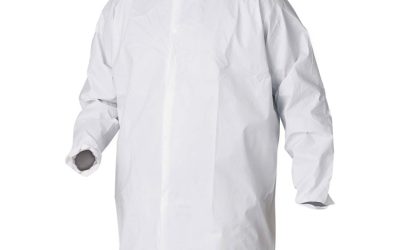 A20 Breathable Particle Protection Lab Coat, Hook And Loop Closure/elastic Wrists/no Pockets, Large, White, 30/carton