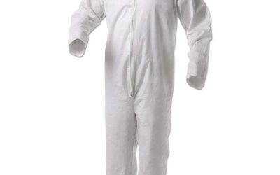 A35 Liquid And Particle Protection Coveralls, Zipper Front, Large, White, 25/carton