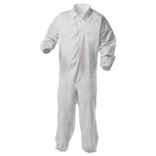 A35 Liquid And Particle Protection Coveralls, Zipper Front, Elastic Wrists And Ankles, X-Large, White, 25/carton