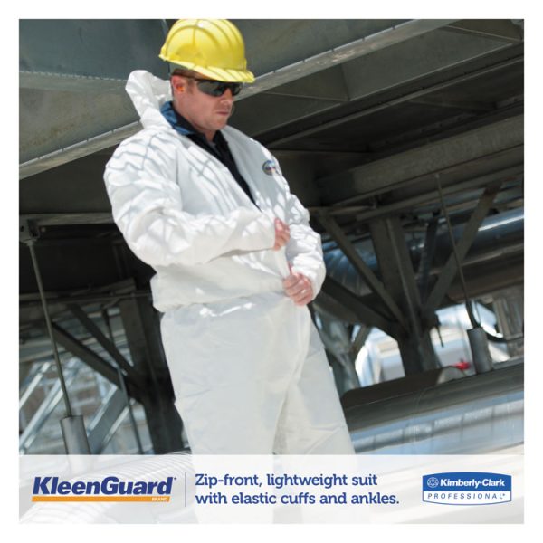A35 Liquid And Particle Protection Coveralls, Zipper Front, Hooded, Elastic Wrists And Ankles, X-Large, White, 25/carton - Image 5