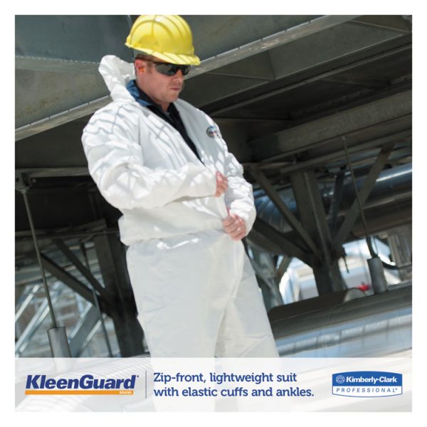 A35 Liquid And Particle Protection Coveralls, Zipper Front, Hooded, Elastic Wrists And Ankles, 2x-Large, White, 25/carton - Image 5