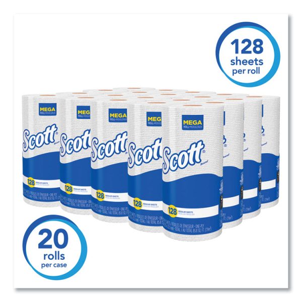 Kitchen Roll Towels, 1-Ply, 11 x 8.75, White, 128/Roll, 20 Rolls/Carton - Image 2