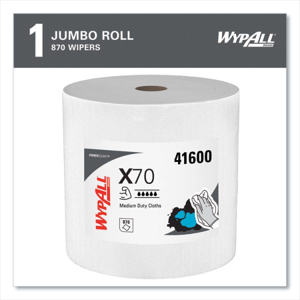 X70 Cloths, Jumbo Roll, Perf., 12.4 x 12.2, White, 870 Towels/Roll - Image 2