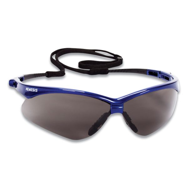 Nemesis Safety Glasses, Metallic Blue Frame, Smoke Lens, 12/Box