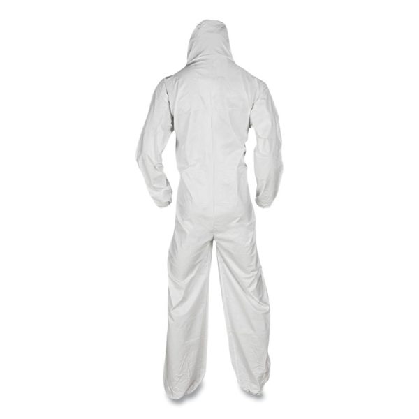 A20 Breathable Particle Protection Coveralls, Elastic Back, Hood and Boots, 4X-Large, White, 20/Carton - Image 2