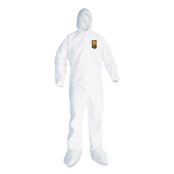 A20 Breathable Particle Protection Coveralls, Elastic Back, Hood and Boots, 4X-Large, White, 20/Carton - Image 4