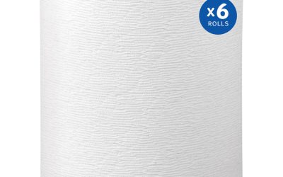 Hard Roll Paper Towels with Premium Absorbency Pockets, 1-Ply, 8″ x 600 ft, 1.75″ Core, White, 6 Rolls/Carton