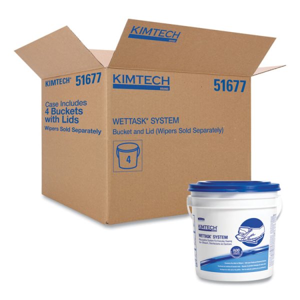 WetTask Customizable Wet Wiping System Bucket, White/Blue, 4/Carton - Image 2