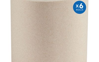 Essential 100% Recycled Fiber Hard Roll Towel, 1-Ply, 8″ x 700 ft, 1.75″ Core, Brown, 6 Rolls/Carton