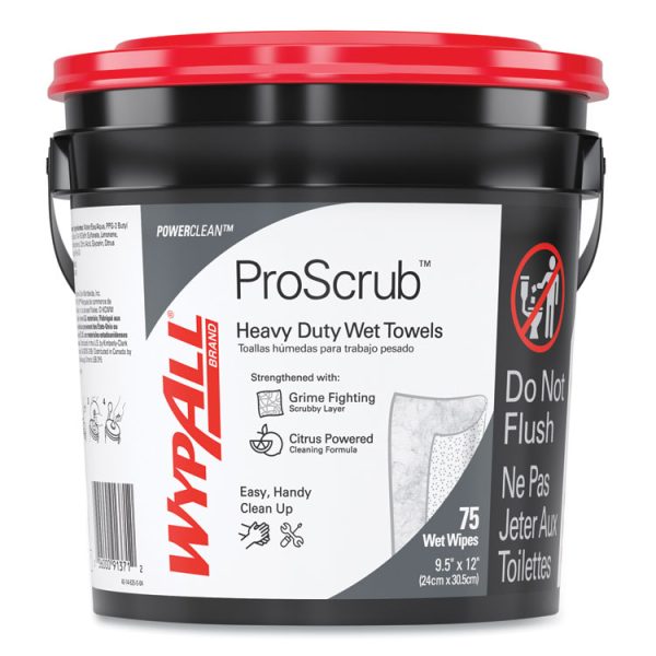 Power Clean ProScrub Pre-Saturated Wipes, 9.5 x 12, Citrus Scent, Green, 75/Bucket, 6 Buckets/Carton - Image 2