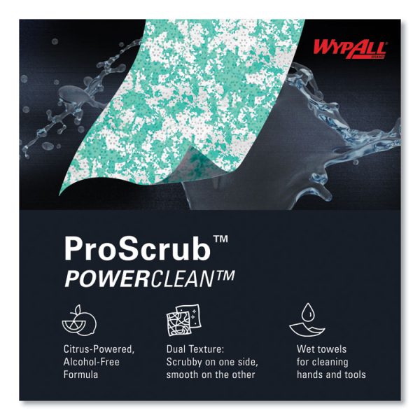 Power Clean ProScrub Pre-Saturated Wipes, 9.5 x 12, Citrus Scent, Green, 75/Bucket, 6 Buckets/Carton - Image 6