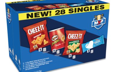 MVP Singles Variety Pack, Cheez-it Original/White Cheddar; Pringles Original; Rice Krispies Treats, Assorted Sizes, 28/Box