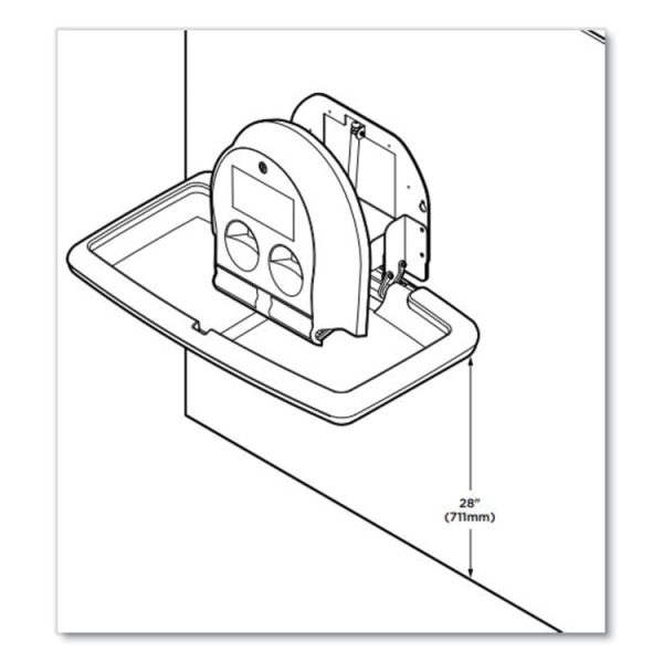 Baby Changing Station, Wall Horizontal Mount, 36.5 x 21.25, Gray - Image 3