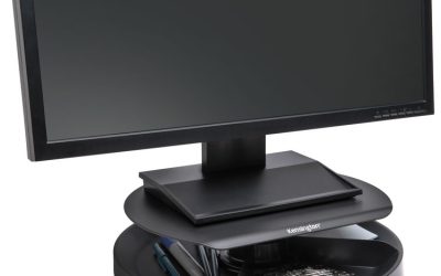 Spin2 Monitor Stand With Smartfit, 12.6″ X 12.6″ X 2.25″ To 3.5″, Black, Supports 40 Lbs