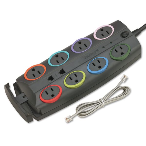 SmartSockets Surge Protector, 8 AC Outlets, 8 ft Cord, 3,090 J, Dark Gray - Image 2