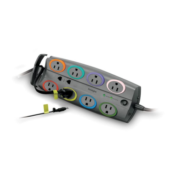 SmartSockets Surge Protector, 8 AC Outlets, 8 ft Cord, 3,090 J, Dark Gray - Image 3