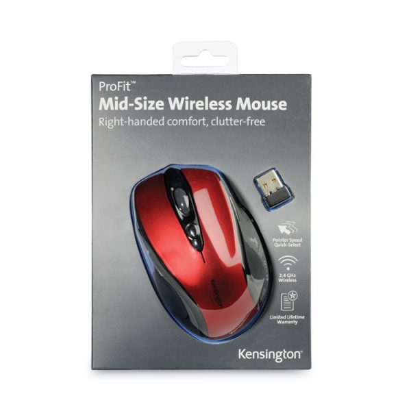 Pro Fit Mid-Size Wireless Mouse, 2.4 Ghz Frequency/30 Ft Wireless Range, Right Hand Use, Ruby Red - Image 5