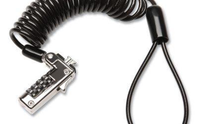 Slim Portable Combination Lock for Standard Slot, 6 ft Carbon Steel Cable, Black/Silver