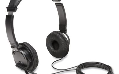 Hi-Fi Headphones with Microphone, 6 ft Cord, Black