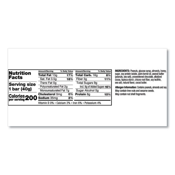 Plus Nutrition Boost Bar, Peanut Butter Dark Chocolate/protein, 1.4 Oz, 12/box - Image 5