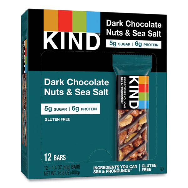 Nuts And Spices Bar, Dark Chocolate Nuts And Sea Salt, 1.4 Oz, 12/box - Image 7