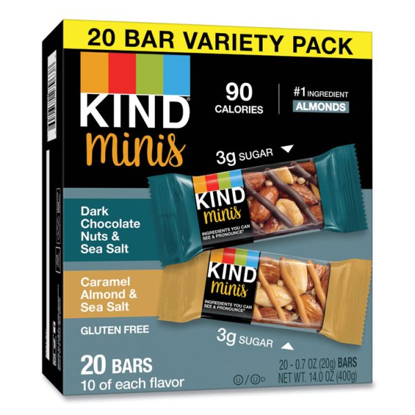 Minis, Dark Chocolate Nuts And Sea Salt/caramel Almond And Sea Salt, 0.7 Oz, 20/pack - Image 6