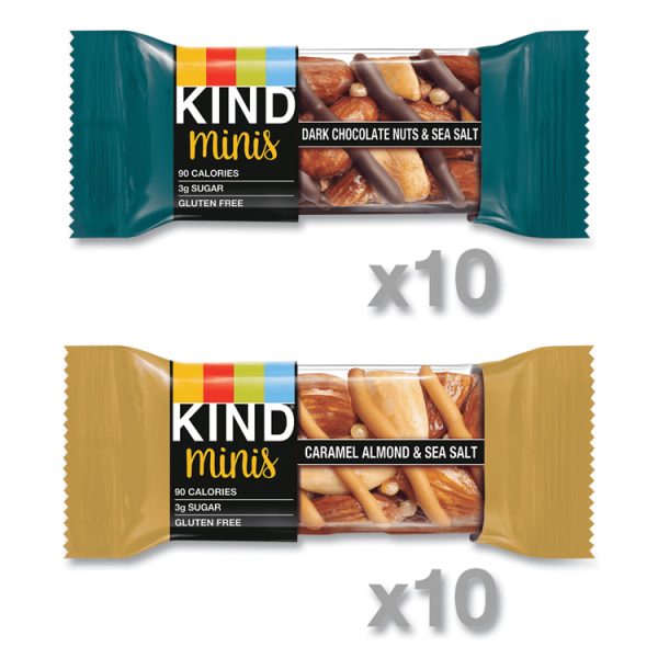 Minis, Dark Chocolate Nuts And Sea Salt/caramel Almond And Sea Salt, 0.7 Oz, 20/pack - Image 2